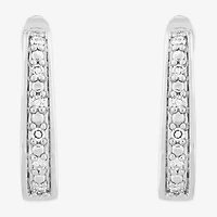 Limited Quantities! Womens 1/10 CT. T.W. Lab Grown White Diamond Sterling Silver 16.1mm Hoop Earrings