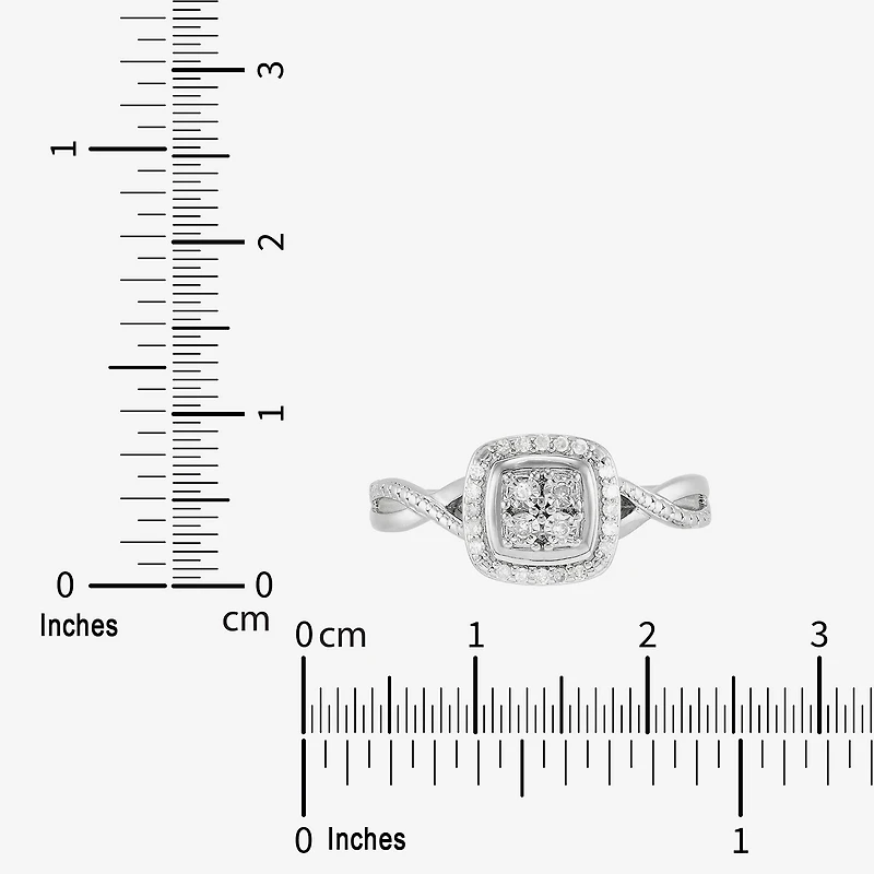 Limited Quantities! Womens 1/10 CT. T.W. Natural White Diamond Sterling Silver Cushion Promise Ring
