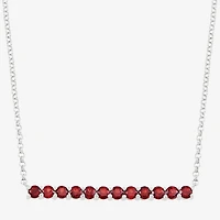 Limited Quantities! Womens Lab Created Red Ruby Sterling Silver Bar 18 Inch Pendant Necklace