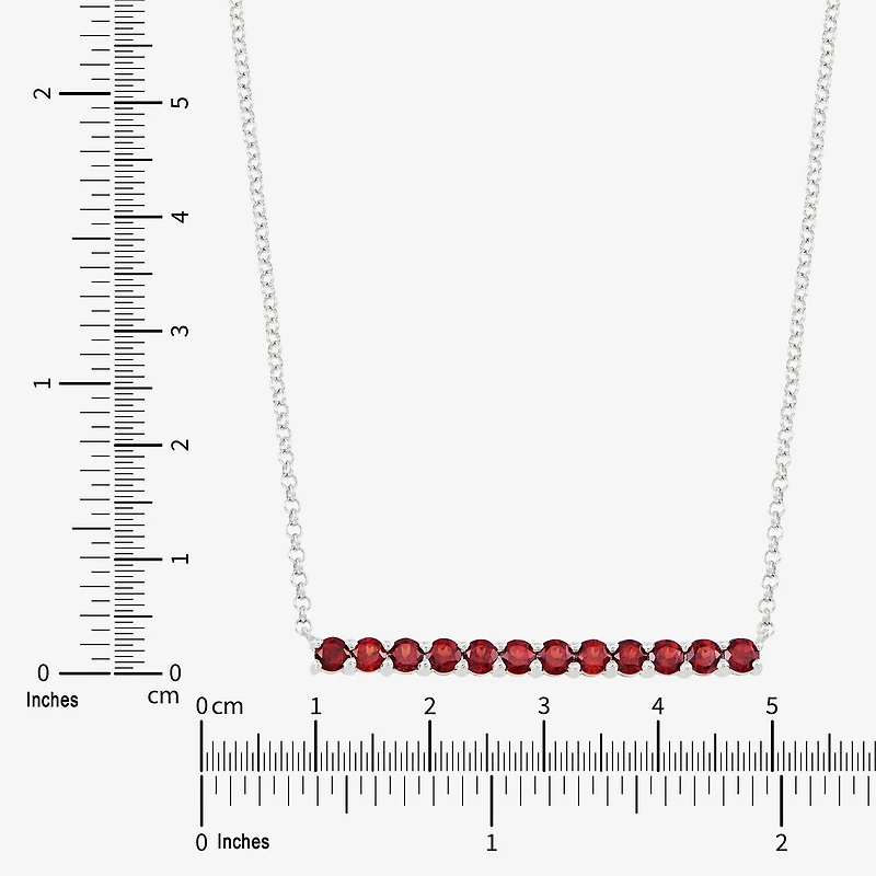 Limited Quantities! Womens Lab Created Red Ruby Sterling Silver Bar 18 Inch Pendant Necklace
