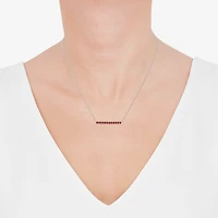 Limited Quantities! Womens Lab Created Red Ruby Sterling Silver Bar 18 Inch Pendant Necklace