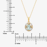 Limited Quantities! Womens 1/8 CT. T.W. Genuine Blue Aquamarine 14K Gold Flower 18 Inch Pendant Necklace