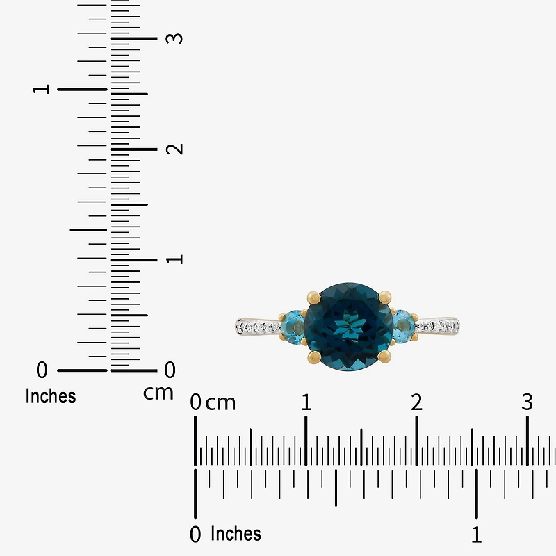 Limited Quantities! Womens Diamond Accent Genuine Blue Topaz 14K Gold Cocktail Ring