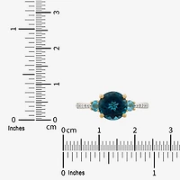 Limited Quantities! Womens Diamond Accent Genuine Blue Topaz 14K Gold Cocktail Ring