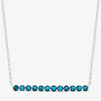 Limited Quantities! Womens Genuine Blue Topaz Sterling Silver Bar 18 Inch Pendant Necklace