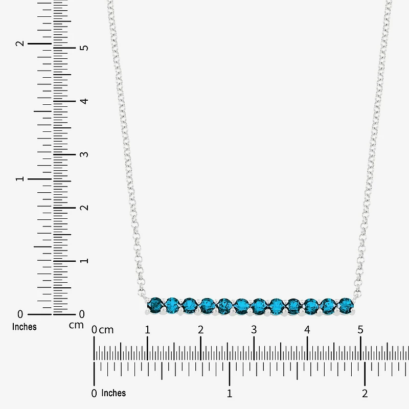 Limited Quantities! Womens Genuine Blue Topaz Sterling Silver Bar 18 Inch Pendant Necklace