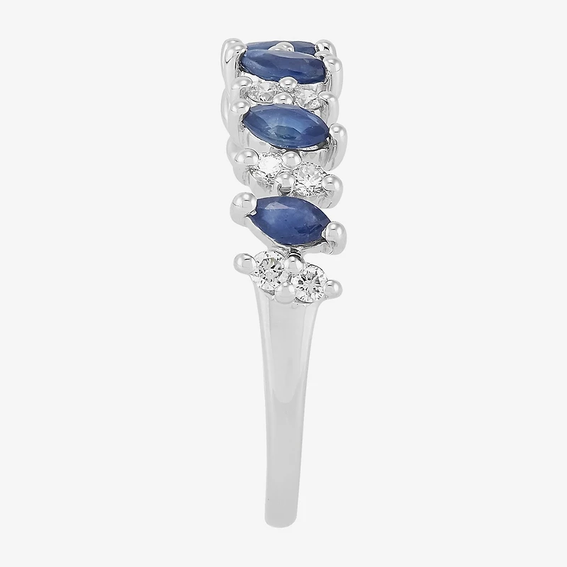 Limited Quantities! Womens 4.5MM Lab Created Blue Sapphire 14K Gold Over Silver Band