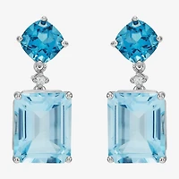 Limited Quantities! Womens Diamond Accent Genuine Blue Topaz Sterling Silver Drop Earrings