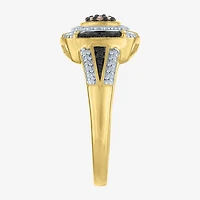 1/10 CT.T.W. Natural White, Champagne and Color-Enhanced Black Diamond Ring