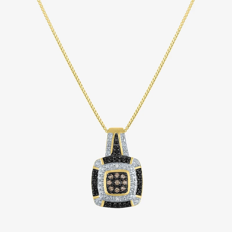1/10 CT.T.W. Natural White, Champagne and Color-Enhanced Black Diamond Pendant Necklace