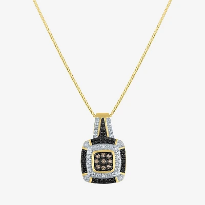 1/10 CT.T.W. Natural White, Champagne and Color-Enhanced Black Diamond Pendant Necklace