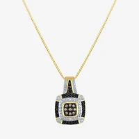 1/10 CT.T.W. Natural White, Champagne and Color-Enhanced Black Diamond Pendant Necklace