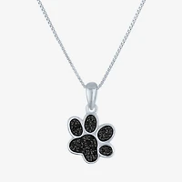 1/10 CT.T.W. Natural Color-Enhanced Black Diamond Sterling SIlver Paw Pendant Necklace