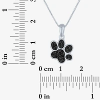 1/10 CT.T.W. Natural Color-Enhanced Black Diamond Sterling SIlver Paw Pendant Necklace