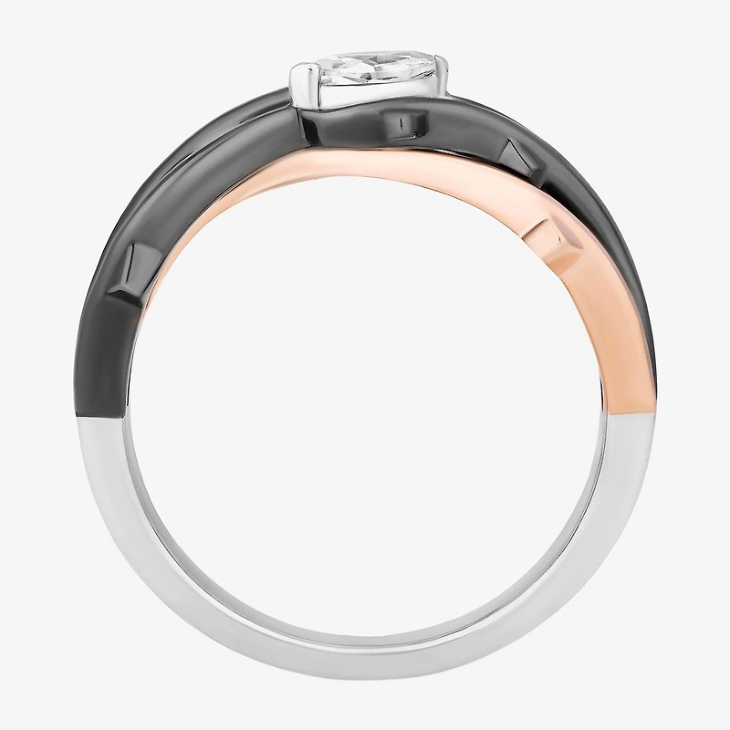 Maleficent(F, Si1) Womens 1/4 CT. T.W. Lab Grown White Diamond 14K Rose Gold Over Silver Sterling Marquise Maleficent Cocktail Ring