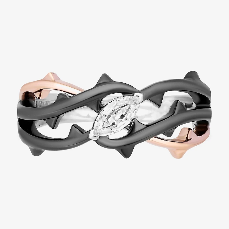 Maleficent(F, Si1) Womens 1/4 CT. T.W. Lab Grown White Diamond 14K Rose Gold Over Silver Sterling Marquise Maleficent Cocktail Ring