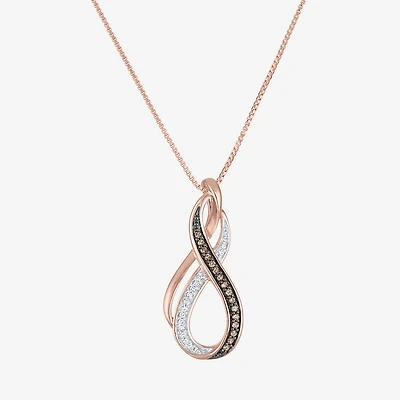Womens 1/10 CT.T.W. Natural Champagne & White Diamond 14K Rose Gold Over SIlver Pendant