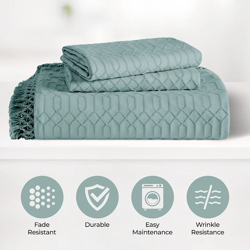 SUPERIOR® Remi Geometric Fringe Boho Modern Jacquard Bedspread