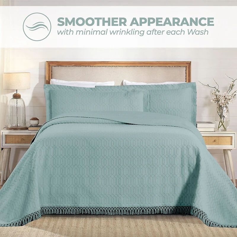 SUPERIOR® Remi Geometric Fringe Boho Modern Jacquard Bedspread