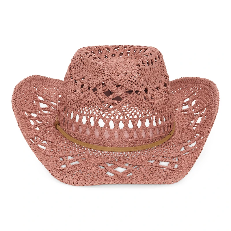 a.n.a Straw Open Weave Pink Womens Cowboy Hat