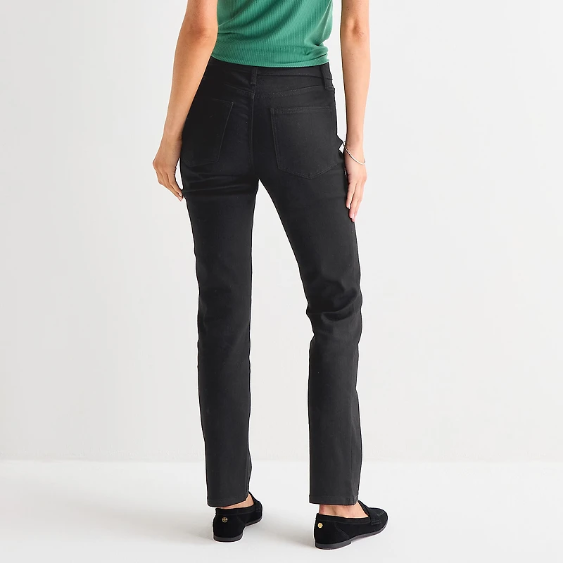 St. John's Bay Womens Tall Mid Rise Stretch Fabric Straight Leg Jean