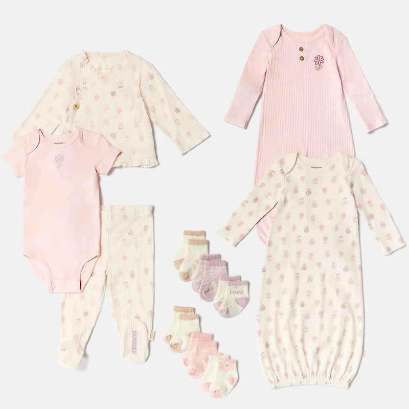 Huggies Baby Girls Rib Crew Neck Long Sleeve 2-pc. Nightgown