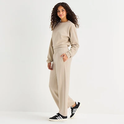 Arizona Womens Juniors Wide Leg Mid Rise Sweatpant