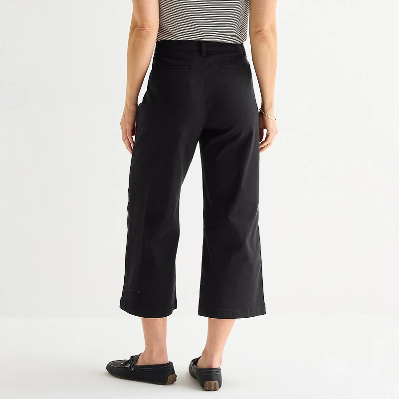 Liz Claiborne Womens Wide Leg Mid Rise Cropped Pant