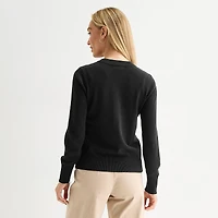 Liz Claiborne Womens V Neck Long Sleeve Button Cardigan