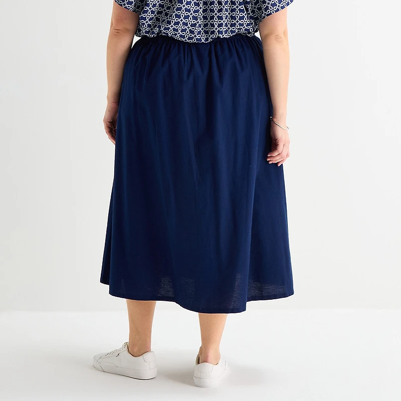 St. John's Bay Womens Plus Midi A-Line Skirt