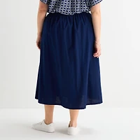 St. John's Bay Womens Plus Midi A-Line Skirt