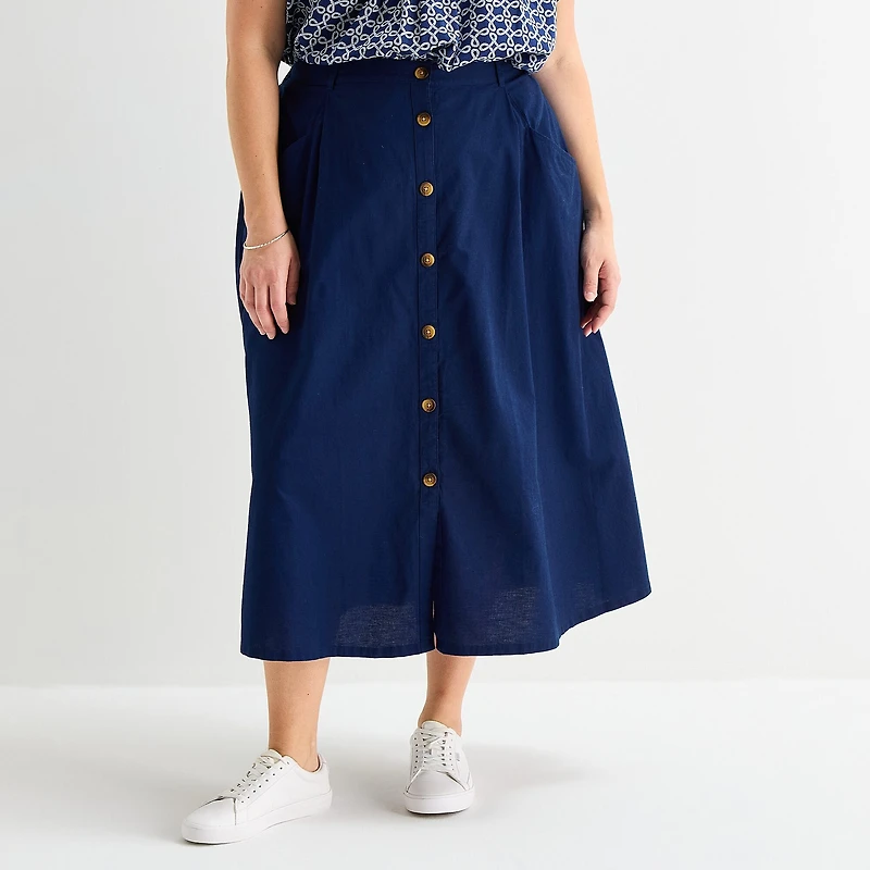 St. John's Bay Womens Plus Midi A-Line Skirt