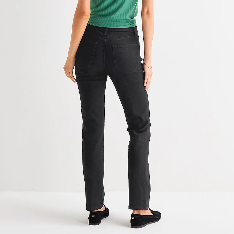 St. John's Bay Womens Mid Rise Secretly Slender Straight Leg Jean