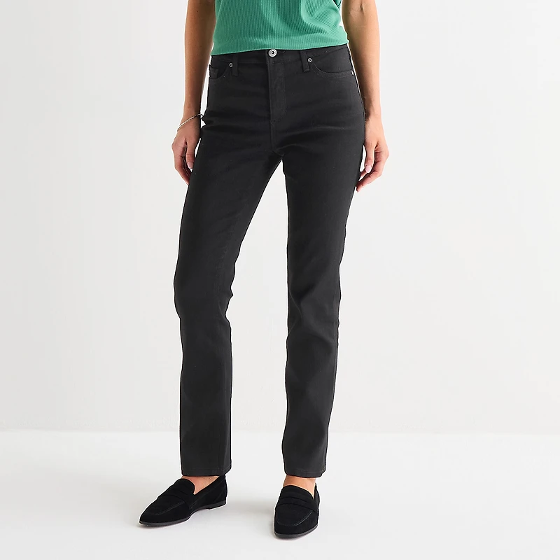 St. John's Bay Womens Mid Rise Secretly Slender Straight Leg Jean
