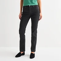 St. John's Bay Womens Mid Rise Secretly Slender Straight Leg Jean