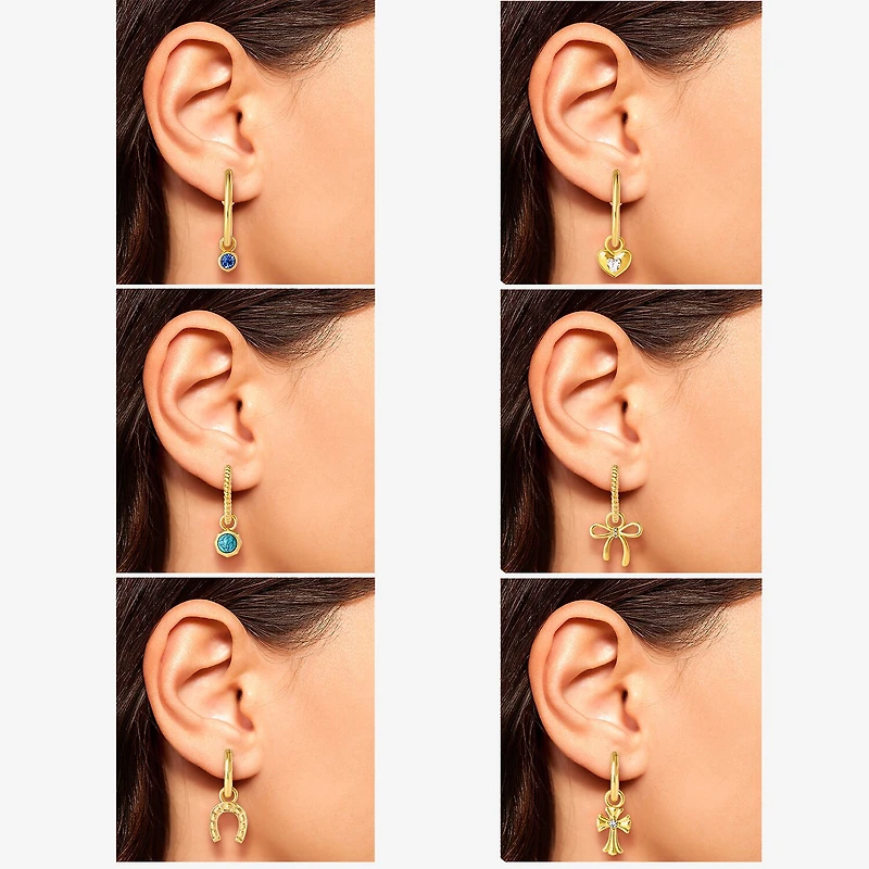 JS Jessica Simpson Gold Tone Interchangeable Charm Womens Multi Color Glass Bow Cross 3 Pair Earring Set