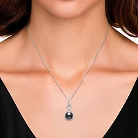 Limited Quantities! Womens Dyed Black Cultured Freshwater Pearl Sterling Silver Infinity 18 Inch Pendant Necklace