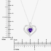 Limited Quantities! Womens Diamond Accent Genuine Purple Amethyst Sterling Silver Heart 18 Inch Pendant Necklace