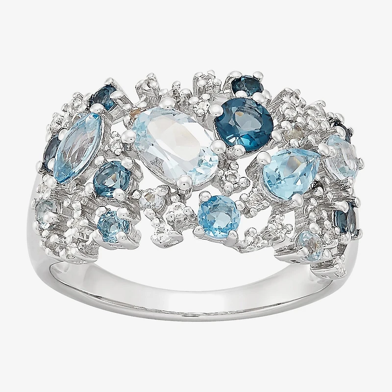 Limited Quantities! Womens 19MM Genuine Blue Topaz Sterling Silver Band