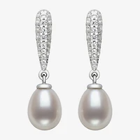 Limited Quantities! Womens White Cultured Freshwater Pearl Sterling Silver Drop Earrings