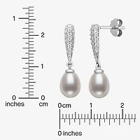 Limited Quantities! Womens White Cultured Freshwater Pearl Sterling Silver Drop Earrings