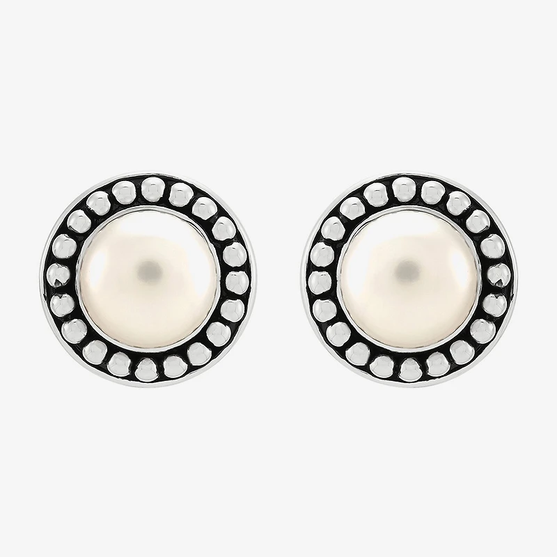 Limited Quantities! Genuine White Cultured Freshwater Pearl Sterling Silver 15.7mm Stud Earrings