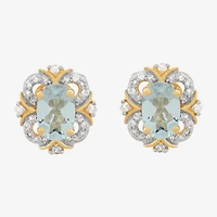 Limited Quantities! 1/8 CT. T.W. Genuine Blue Aquamarine 14K Gold 9.6mm Stud Earrings