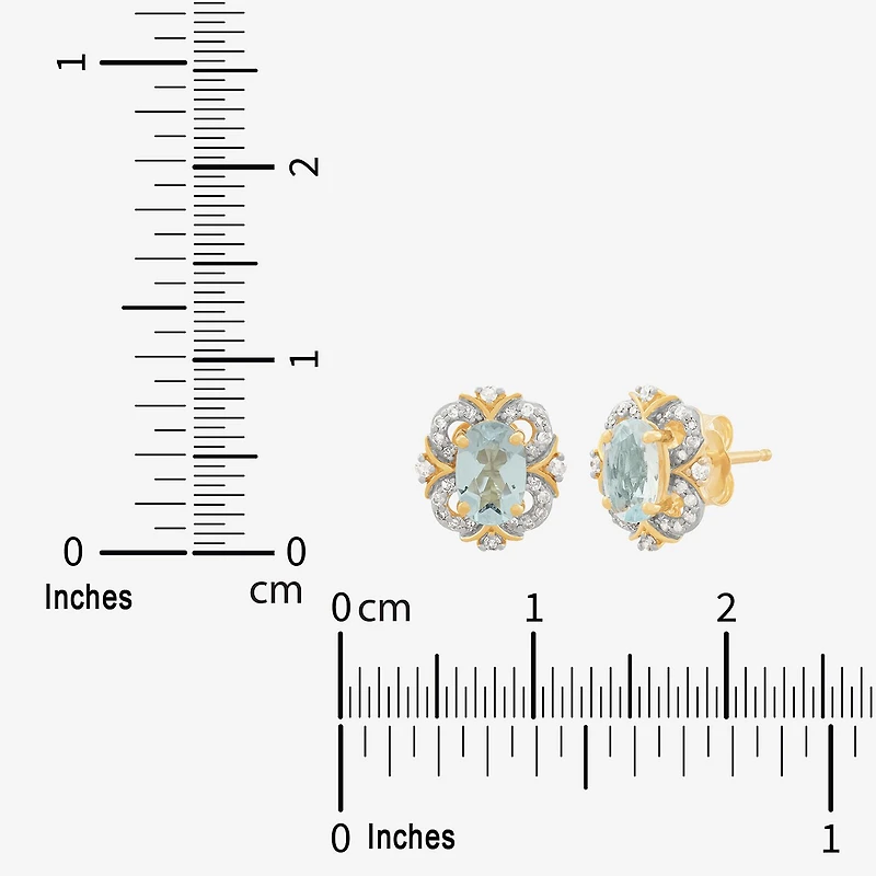 Limited Quantities! 1/8 CT. T.W. Genuine Blue Aquamarine 14K Gold 9.6mm Stud Earrings