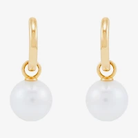 Limited Quantities! Womens Genuine White Cultured Freshwater Pearl 14K Gold 22.4mm Hoop Earrings