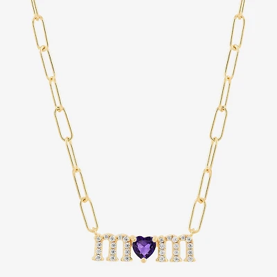Limited Quantities! "Mom" Womens Genuine Purple Amethyst 14K Gold Over Silver Heart 18 Inch Pendant Necklace