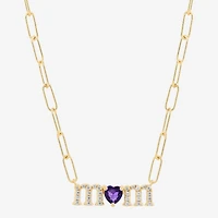 Limited Quantities! "Mom" Womens Genuine Purple Amethyst 14K Gold Over Silver Heart 18 Inch Pendant Necklace