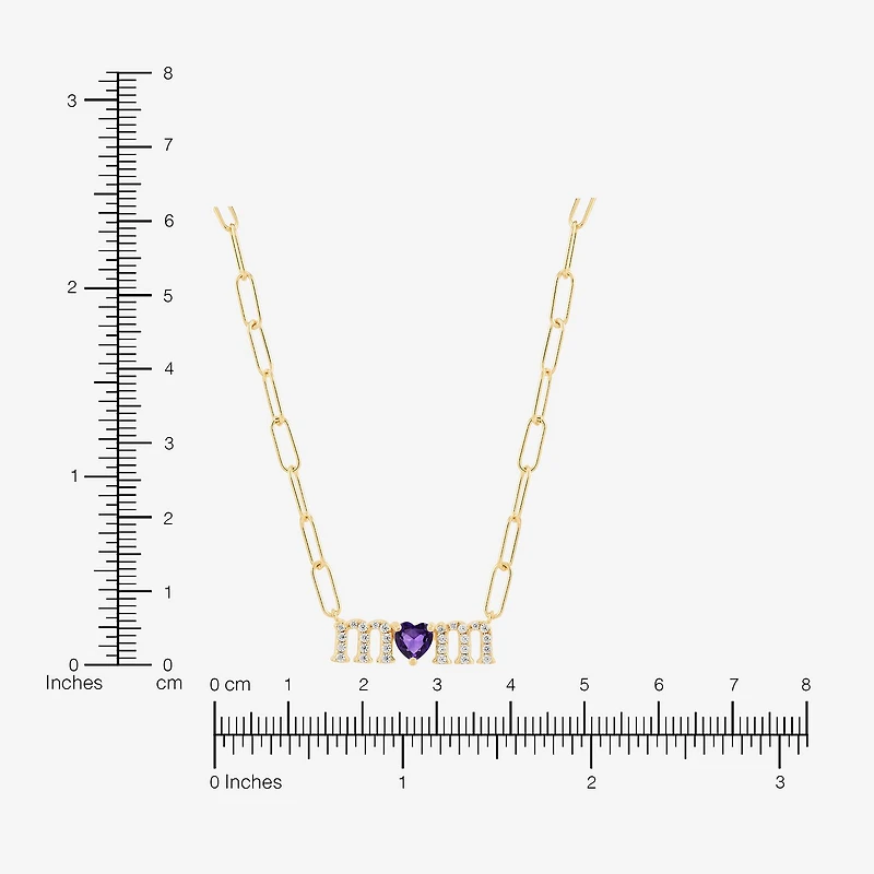 Limited Quantities! "Mom" Womens Genuine Purple Amethyst 14K Gold Over Silver Heart 18 Inch Pendant Necklace