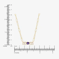 Limited Quantities! "Mom" Womens Genuine Purple Amethyst 14K Gold Over Silver Heart 18 Inch Pendant Necklace