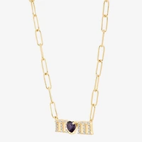 Limited Quantities! "Mom" Womens Genuine Purple Amethyst 14K Gold Over Silver Heart 18 Inch Pendant Necklace